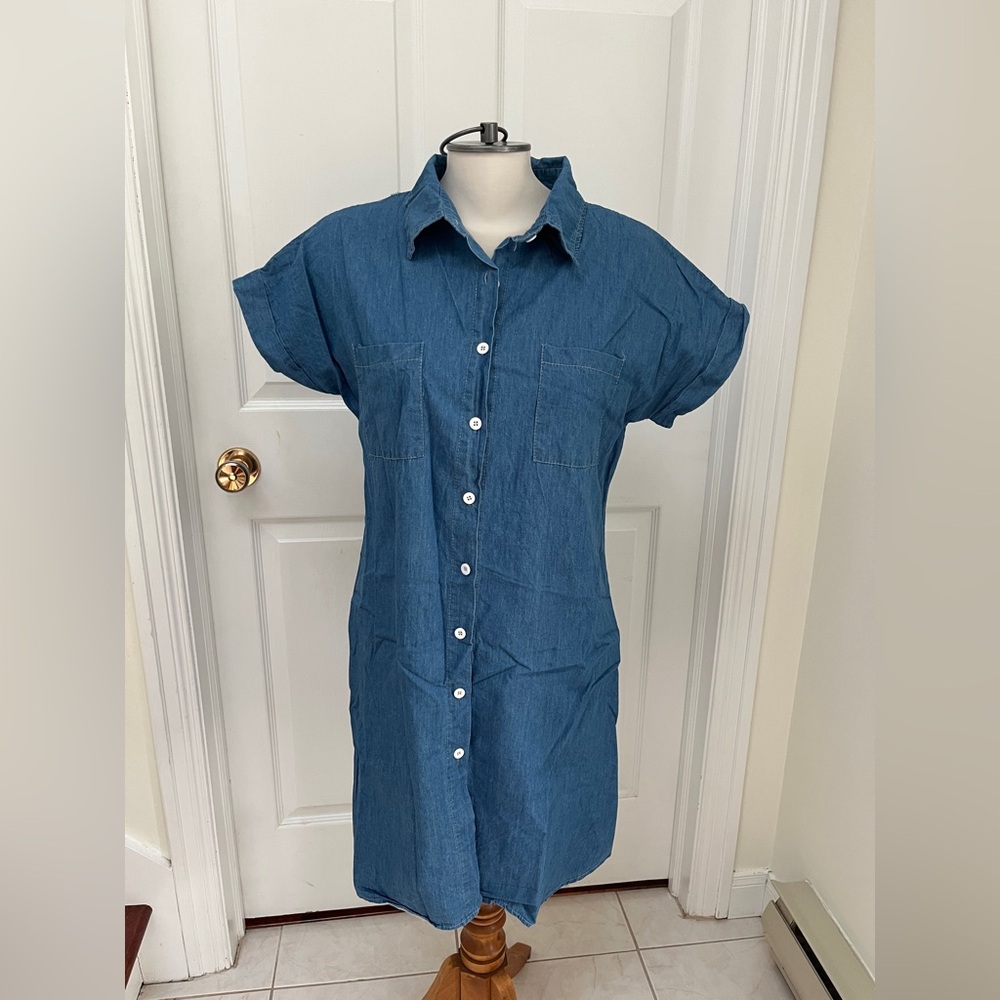 Blue Denim Button-Up Dress girls XXXL or ladies small